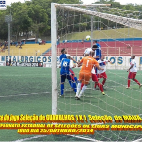 4º CAMPEONATO ESTADUAL DE SELEÇÕES DE LIGAS -2014  F.P.F.  GUARULHOS EMPATA EM 1 x 1 COM A SELEÇÃO DE MAUÁ 