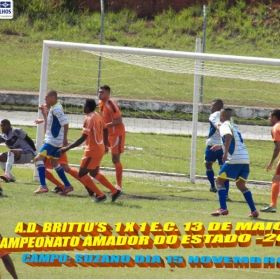 CAMPEONATO AMADOR DO ESTADO -2104 - FPF - AD. BRITTU'S PERDE EM BRAGANÇA PAULISTA (4 X 0)  1º JOGO DA SEMIFINAL