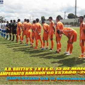 CAMPEONATO AMADOR DO ESTADO -2104 - FPF - AD. BRITTU'S PERDE EM BRAGANÇA PAULISTA (4 X 0)  1º JOGO DA SEMIFINAL