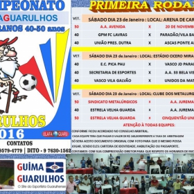 1º CAMPEONATO GUIMAGUARULHOS VETERANO 40 e 50 ANOS 2016 - ULAFA - SINDICATO E PARADÃO OS GRANDES CAMPEÕES