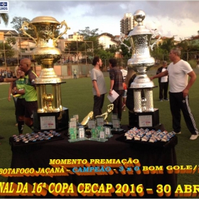 16º COPA CECAP 2016 - BOTAFOGO JAÇANÃ É  O GRANDE CAMPEÃO VENCEU POR 3 X 0 A EQUIPE DO BOM GOLE/L3  