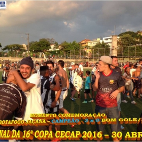 16º COPA CECAP 2016 - BOTAFOGO JAÇANÃ É  O GRANDE CAMPEÃO VENCEU POR 3 X 0 A EQUIPE DO BOM GOLE/L3  