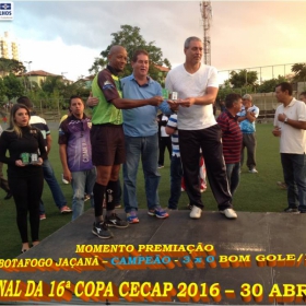 16º COPA CECAP 2016 - BOTAFOGO JAÇANÃ É  O GRANDE CAMPEÃO VENCEU POR 3 X 0 A EQUIPE DO BOM GOLE/L3  