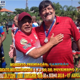 3ª COPA GUIMAGUARULHOS 40 E 50 ANOS - 2018 - SINDICATO E CAPIM MALUCO OS GRANDES CAMPEÕES 